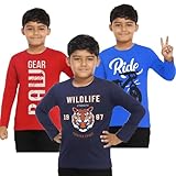 Long Sleeve T-Shirts for Toddler Boys, 3 Pack, Tops (11-12 Years, Multicolor)
