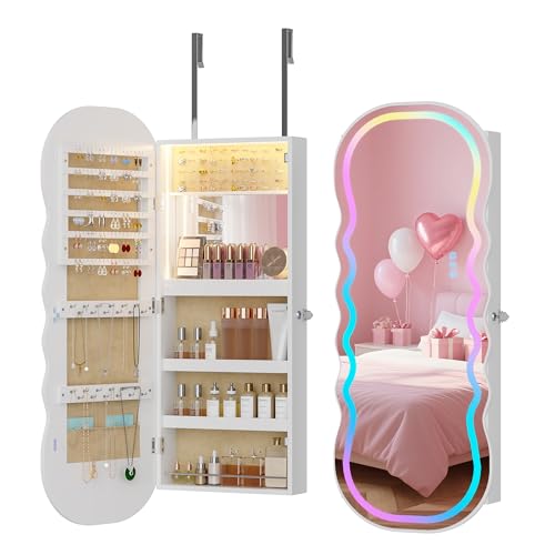 Lvifur RGB Lighted Mirror Jewelry Cabinet