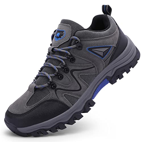 Harssidanzar Chaussures de randonnée Basses pour Hommes Chaussures de Marche Baskets de randonnée en Plein air Chaussures de randonnée antidérapantes SM252EU,Gris,Taille 45 Cover