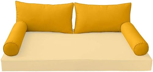 *Cover ONLY*-Style 2 Outdoor Bolster Back Pillow Slipcover Piped Trim Twin-AD108