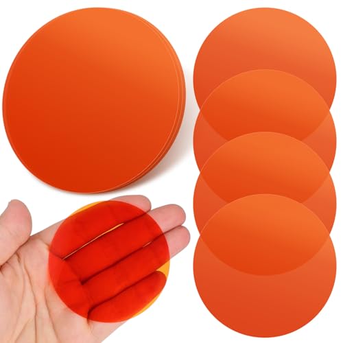MAGICLULU 20pcs Theatrical Gel Filters, 2. 9 Inch Amber Warm Light Gels Sheets, Self-Adhesive Round Lighting Filter Sheets for Spotlights Led Lights, Home Theater Dj Lighting