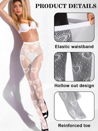 4 Pairs Tights Fishnet Stockings Floral Pantyhose Stockings Leggings Lace Tights for Women Girls Halloween3