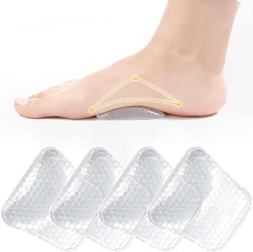 Gel Arch Support Insoles Clear Non-Slip Shoe Inserts 2 Pairs with Adjustable Heights for Foot Pain Relief