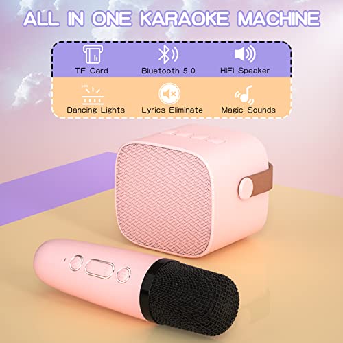 Yll Kids Karaoke Machine, Portable Bluetooth Speaker With Wireless Microphone, Music Player Toys For Girls Boys 4, 5, 6, 7, 8, 9, 10 +Year Old (Pink) #TOP1
