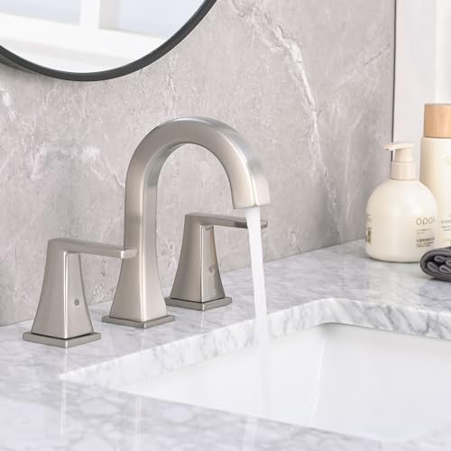 Bathroom-Faucets-for-Sink-3-Hole-2-Handle-Widespread-Bathroom-Sink-Faucet-with-Pop-up-Drain-and-Water-Supply-Lines-Stainless-Steel-Faucet-for-Bathroom-Vanity-Farmhouse-Sink-Brushed-Nickel Bathroom Faucets for Sink 3 Hole 2 Handle Widespread Bathroom Sink Faucet with Pop up Drain and Water Supply Lines Stainless Steel Faucet for Bathroom Vanity Farmhouse Sink Brushed Nickel