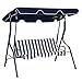Outsunny Columpio Balancín de Jardín Exterior 3 Plazas de Metal con Cojín y Techo Ajustable para Balcón Terraza Carga 200 kg 170x110x153 cm Raya Azul