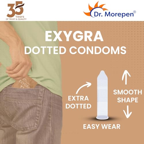 Image of Dr. Morepen Exygra Condoms- Ultra-thin, Lubricated, Extra Dotted, Chocolate Flavour (30 Count (Pack of 10)
