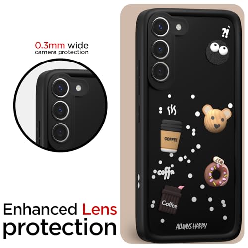 Image of Pikkme Back Cover for Samsung Galaxy S23 5G | 3D Cartoon Silicone Case Cute & Fun Full Protective Bumper Cover (Black)