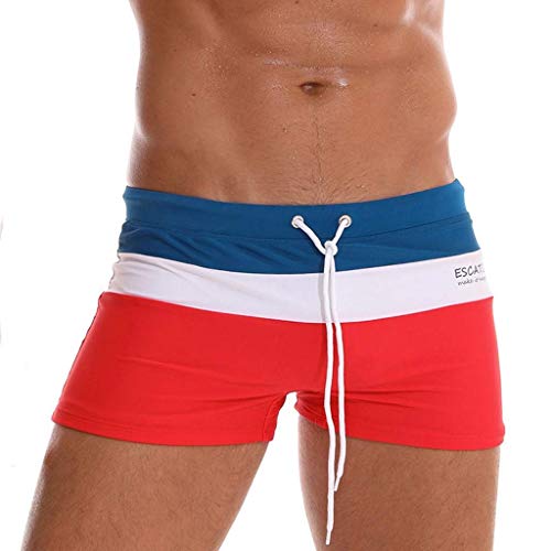 HJTLK Transparent Bikini, Men Swimwear Briefs Summer Swimming Trunks Quick-Drying Fashion Men's Purely Color Stitching Drawstring Outdoor