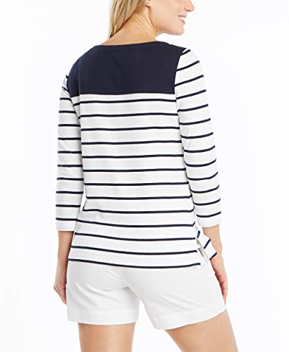 Nautica Women's Boatneck 3/4 Sleeve 100% Cotton Shirt3
