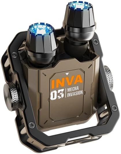 INVA-S Т𝖶Ѕ Wireless Earbuds High-end Mechanical Rotate Gaming Earphones LED Finger Gyro HiFi Stereo Headphones,Mechanical invasion ear buds, blutooth headset, wireless blutooth, (light yellow)