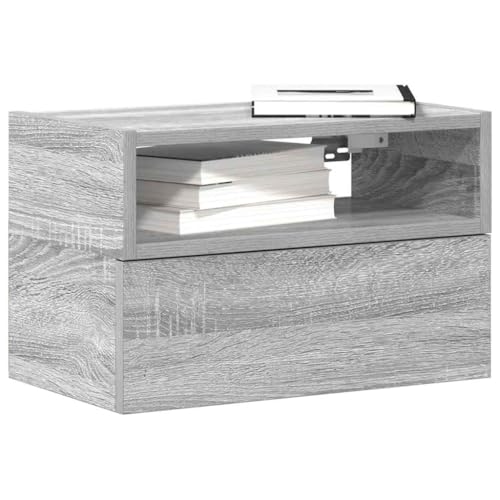 Tonture Juego de 2 mesitas de noche de pared, madera Sonoma, 45 x 26 x 28,5 cm, mesas auxiliares flotantes con cajón para dormitorio, resistentes y ahorran espacio