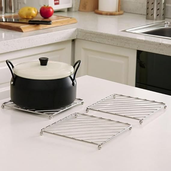 Pack of 02 Dinning Table Stailess Steel Stand/Wire Ring Stand/Trivet Round Ring/Hot Pot Ring Trivet (Model 1)-image-11