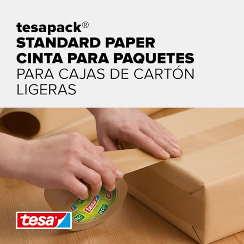 Miniatura 2 de Tesa Tesapack Standard Paper - Cinta De Embalaje De Papel - 56 De Materiales Renovables - Rasgable A Mano - Cinta De Embalaje Para Paquetes Ligeros - Marrón - 3 Rollos De 50 M X 50 Mm Cada Uno