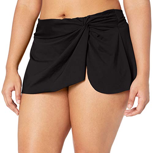 Anne Cole Women's Plus-Size Sarong Skirted Bikini Swim Bottom, Black, 22W