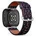 CJBROES Replacement Leather Watch Band, Compatible with Fitbit Versa 3 and Fitbit Sense of Wristband Bracelet Accessory - Floral Tiny