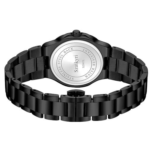 Exquisite Women's Crystal-Accented Stainless Steel Dress Watch - Elegant Black Timepiece - Image 8