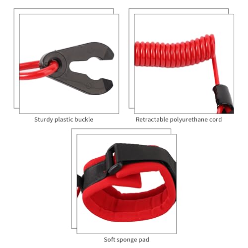 Image of Lyreh Boat Kill Switch Lanyard Wrist Strap, Adjustable Safety Outboard Kill Switch Lanyard Wrist Strap Engine Cut Off Stop Floating Wristband for Boats Motorboats Accessories