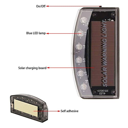Image of Car Fake Dummy Alarm Led Light Blue 6 LED Warning Light Solar Power Simulated Security Anti-Theft Flashing Light Car Burglar Alarm Light