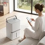 HOMCOM 100 Pint Smart Dehumidifier for Basement and Home, 5,200 Sq. Ft., WiFi Large Dehumidifiers with App, Alexa, Google Voice Control, Drain Hose, 3 Modes, Humidity Indicator
