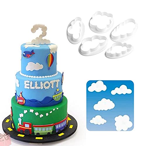 image for Aliotech 5PCS Different Pattern Plastic Fluffy Cloud Cutters Cookie Cu