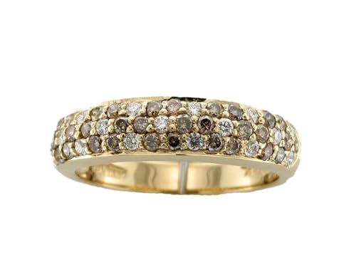 LE VIAN 3/4 Carat Vanilla and Chocolate Diamond Ring for Women | 14k Yellow Gold Ring for Her Elegant Pave Traditional Band Shape (Brown/H-I, VS2-SI1, 0.76 cttw) Statement Promise Anniversary Size 6