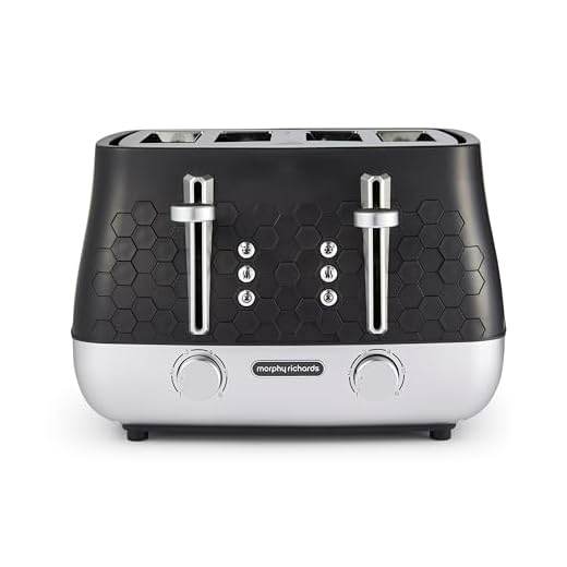 Morphy Richards Cassini 4 Slice Toaster, Variable Browning and Width Slots, 6 Power Levels, Removable Crumb Tray, Illuminated Buttons, High Lift, Defrost, Reheat, 800W, Moonless Night Black, 243020