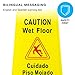 Bolthead Industrial Caution Wet Floor Signs | 2-Sided Bilingual Warning, Piso Mojado | Slip & Fall Accident Prevention | 3 Pack