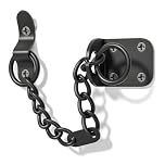 Bwintech 1PC Black Door Chain,Narrow Door Chain Lock,Steel Door Safety Chain with Complete Fittings,External and Internal Door Restrictor for Wooden and UPVC Doors