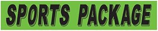 Fluorescent Green “Sports Package” Window Stickers for Car Dealerships – Weatherproof Vinyl Auto Window Decals – Bright Advertising Stickers for Cars, Trucks – 14.5" × 2.75" – Pack of 12