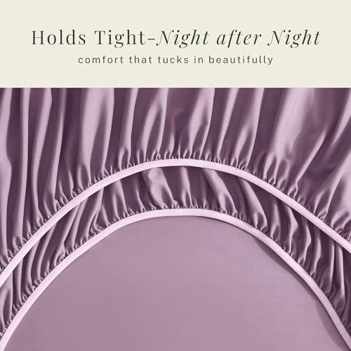 Image of Hearth & Harbor Extra Deep Pocket Sheets - Fits Mattress 18-24 Inches Deep - Extra Deep Pocket Split King Size Sets - 7 Piece Split King Size - Lavender