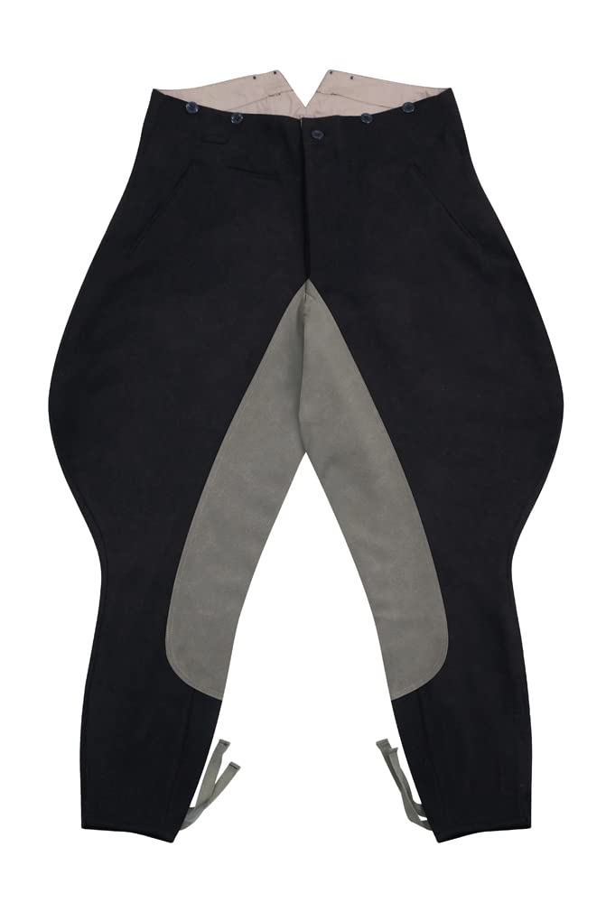 militaryharbor Pantaloni da equitazione in lana nera da agente di polizia tedesco della seconda guerra mondiale