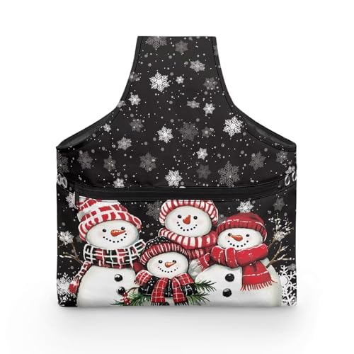 Image of KUIFORTI Snowman Snowflake Knitting Tote Bag Christmas Travel Knitting Yarn Storage Bag Organizer Lightweight for Holding Yarn Crochet Needles, Knitting and Crochet Supplies Soft