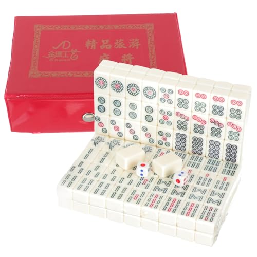 Toddmomy 1 Juego Mahjong Miniatura Portátil Set de Mahjong Chino de Camping y Actividades Aire