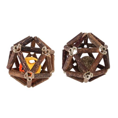 KOMBIUDA Katzenminze Spielzeug Ball Mit Glocke 2 Stück Silvervine Kauball Aus Natürlichem Material Weiches Zahnreinigungs Spielzeug Für Katzen Zuhause Und Interaktion