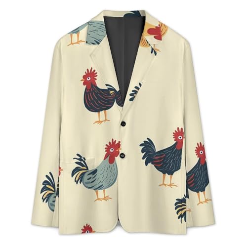 Roosters Chicken Classic Suits Blazer for Men Business Tuxedo Jacket Sport Coat Two Buttons3