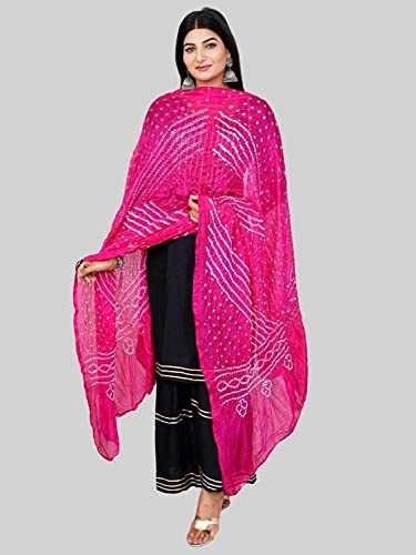 Image of PK HUB Women's Jaipuri Rajasthani Art Silk Bandhej Bandhani Dupatta