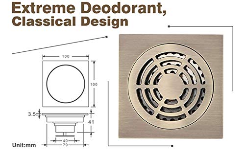 Drain de sol de douche de salle de bain carré en laiton durable - 8