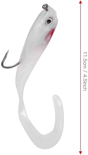 Miniatura 2 de Señuelos de pesca suaves, 5 piezas de cebos suaves artificiales con anzuelo para pesca en agua salada y agua dulce
