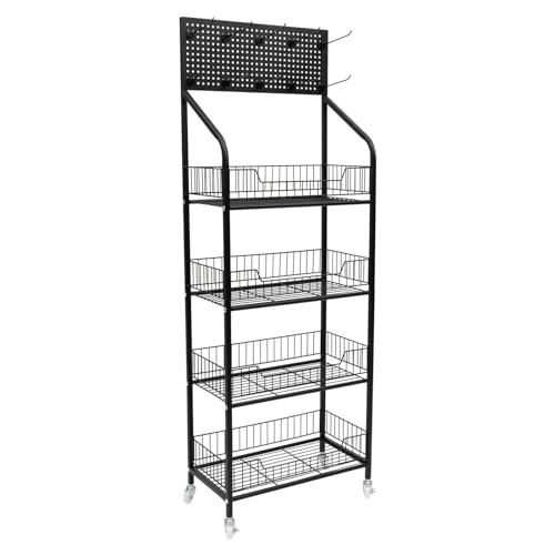 Estante de almacenamiento de refrigerios móvil en metal para comercio