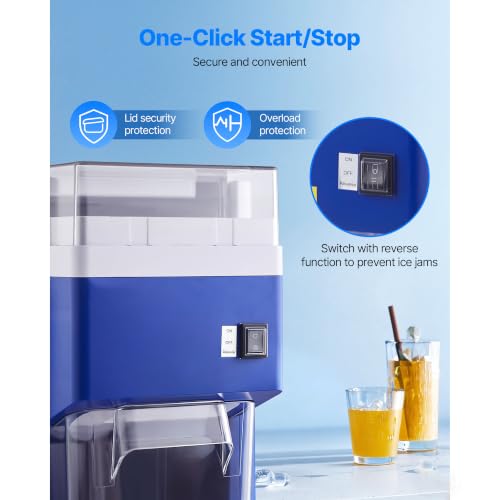 Image of VEVOR Commercial Ice Shaver Crusher, 265lbs Per Hour Electric Snow Cone Maker with 4.4lbs Ice Box, 650W Tabletop Shaved Ice Machine for Parties Events Snack Bar, Home and Commercial Use