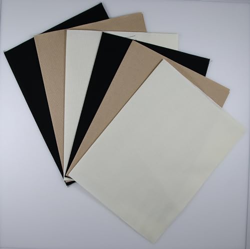 Image of KCS 4 /6 pc of 12 inch x 18 inch 30cmx45cm 16CT Counted Cotton Aida Cloth Cross Stitch Fabric (Antique White+Khaki+Black, 6 pc)