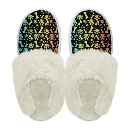 Warm Winter House Slippers for Women Fuzzy Plush House Shoes Memory Foam Comfy Non-slip Slippers2