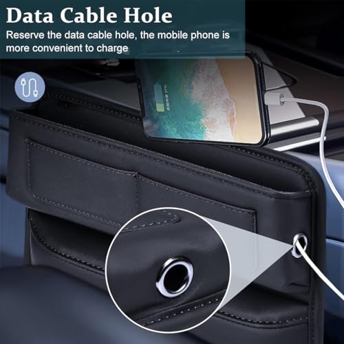 Car Organizer Car Seat Pocket Automobiles Organizer For Console PU Leather Front Seats Side Seam Car Accessories Interior Organizer Console Car Organizer For Phone, Glasses, Keys, Cards,Black