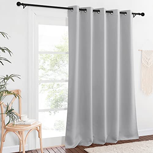 NICETOWN Blackout Long Window Curtain 90 inch Length - Room Darkening Thermal Curtain Grommet Large Window Treatment Light Blocking for Living Room (Siver Grey, 1 Panel, W66 x L90)