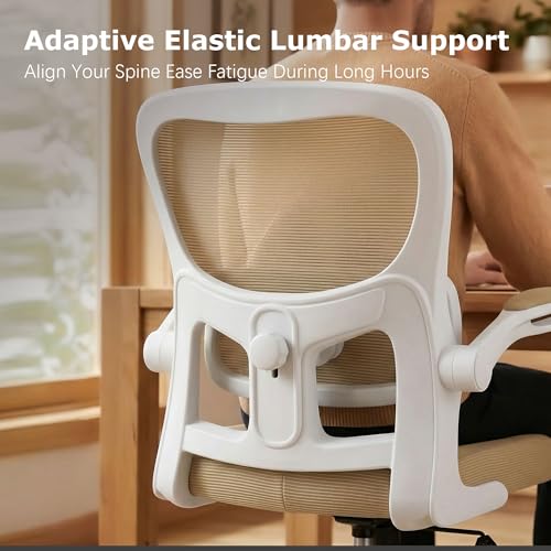 Image of AreShark Office Chair Ergonomic Desk Chairs with Adjustable Lumbar Support, High Back Breathable Mesh Chair with Wheels& Flip-up Armrests,Rolling Swivel Comfy Task Computer Chair for Home Work Gaming