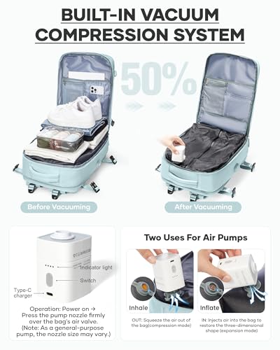 Image of coofay Vacuum Backpack Travel with Pump Vacpack Travel Backpack with Vacuum System Mochila de Viaje Compresion al Vacio Easyvacpack Airbag Backpacks for Traveling Carry on Luggage