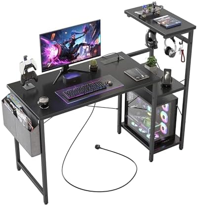CubiCubi Gaming Desk with Power Outlet (2 AC+USB-A+USB-C), 110 x ...