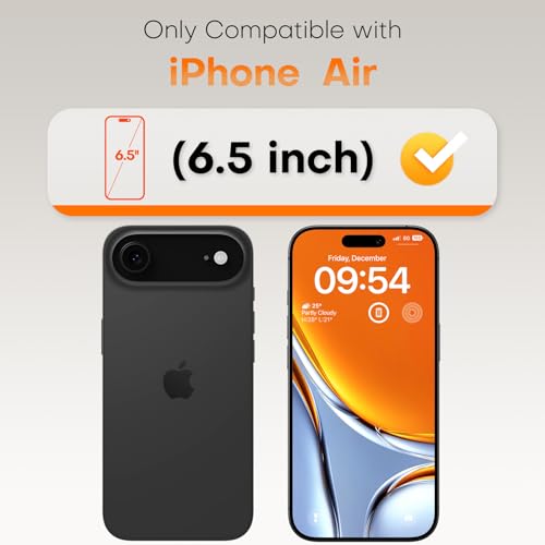 Image of TOCOL for iPhone Air Screen Protector 6.5 inch 9H Hardness Military Grade Shatterproof HD Tempered Glass Full Coverage Easy Installation 2 Pack