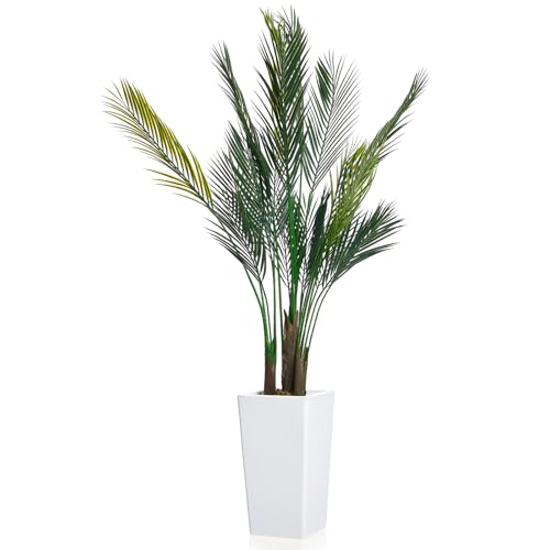 5FT Artificial Palm Tree with White Planter